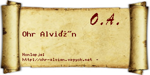 Ohr Alvián névjegykártya